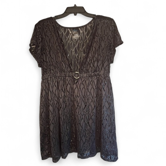 Catalina Black Sheer Swim Cover Up Dress With Belt Detail Size XL - Picture 2 of 7